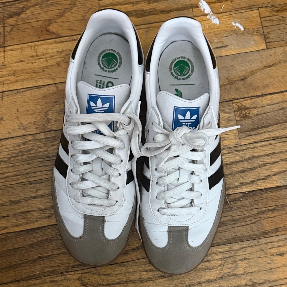 Adidas White and Gray Shoes with Black Accents